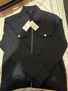 REISS MEDINA INTERLOCK JERSEY ZIP-THROUGH JACKET IN NAVY BLUE - Picture 1 of 2