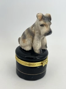 Schnauzer Terrier Dog Trinket Box Hinged Ceramic Jewelry Ring Dresser 4” - Picture 1 of 9