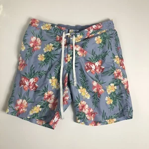 Men's Merona Blue floral Swim Board Shorts Trunks Size Medium G4 - Picture 1 of 6