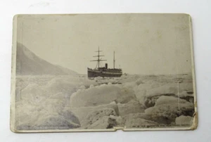 c1890 Large Photo of Ice Breaker Ship Cutting the Ice Floes of Northern Pacific - Picture 1 of 3