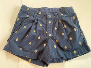 Tea Collection Girls Size 5 Navy Blue Gold Print Pleated Front And Back Shorts - Picture 1 of 12