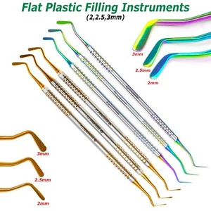 Juego de 3 instrumentos de llenado dentales planos compuestos de plástico con recubrimiento de titanio - Imagen 1 de 24