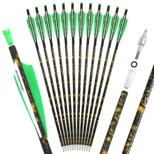 12X Camo Crossbow Bolt Carbon Arrow 16 17" 18" 20" 22" Bow Hunting Archery Shoot - Picture 1 of 21