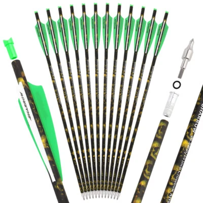 12X Camo Crossbow Bolt Carbon Arrow 16 17" 18" 20" 22" Bow Hunting Archery Shoot - Image 1 of 4