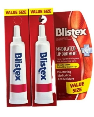 Paquete de 2 tubos de ungüento para labios medicados Blistex, 0,35 oz Foto 1 de 2
