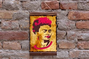 Frida Kahlo The Great Artist Brush Paint Portrait Wood Framed Canvas Print - Picture 1 of 9