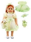 Doll Clothes 18&quot; Dress Mint Pale Cream Yellow Headband Free Teddy Fits AG Dolls