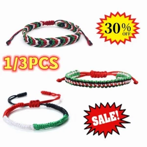 1/3 Palestinian Flag Bracelet Palestine Four Color Flag Handmade Woven Wrist|NeW - Picture 1 of 16