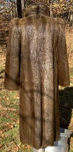 EUC Vtg Rosendorf/Evans Genuine Beaver Fur Full Length Over Coat 47" Long - Picture 1 of 22