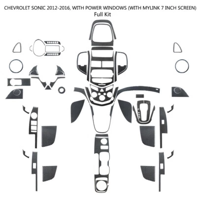 60Pcs Carbon Fiber Full Interior Cover Trim For Chevrolet Sonic 2012-2016 — 第 1/4 张图片