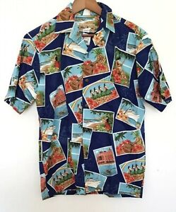 BLUE HAWAII Mens Designer Tropical Print Short Sleeve Buttoned Shirt size S NWT