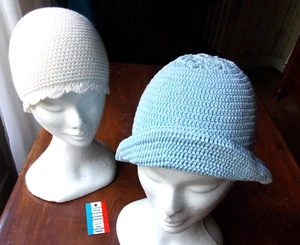 CHAPEAU CLOCHE BONNET  CROCHET    S RAISONNIER ARTISANAT FRANCAIS LOT DE 2  - Picture 1 of 3