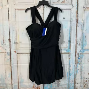 COCOPEAR WOMENS SWIMDRESS BLACK SIZE 4XL ONE PIECE, UNDER SHORTS New - Picture 1 of 11