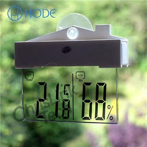 Transparent LCD Thermometer Hydrometer Indoor Outdoor Weather Station UK - Picture 1 of 14