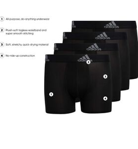 NEW adidas Kids-Boy's 4 Pack Performance Boxer Briefs Underwear Size Large