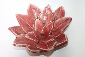 One of a Kind Handmade Pottery Glazed Clay Poinsettia Bowl Dish Signed Christmas - Picture 1 of 6