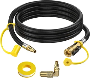 7FT Quick Connect RV Propane Hose with 1/4" Safety Shutoff Valve and 1/4" Male F - Picture 1 of 12