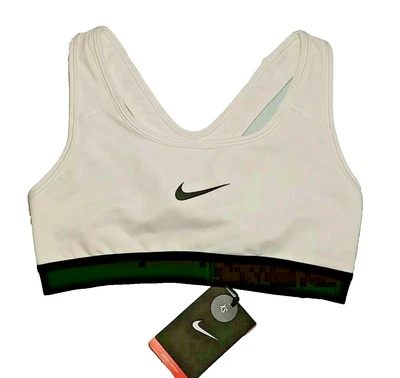Nike XS Sport Bra Pro Classic 360° Medium Support White Black Band NWT - Image 1 of 4