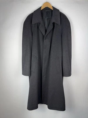 Vintage Wool Cashmere Overcoat 90s Japanese Style Charcoal Long Coat 56 - Image 1 of 4