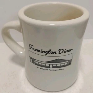 Farmington Diner Coffee Mug 367 Wilton Rd Maine Heavy White Ceramic 4.25" Tall - Picture 1 of 7