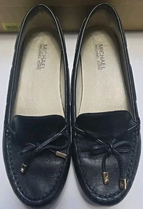 MICHAEL Michael Kors Daisy Moccasins Size 7.5M  black leather Slip On  flats - Picture 1 of 13