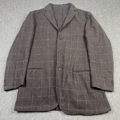 Etro Blazer Mens 48 Brown Windowpane Check Cashmere Tailored Jacket Milano Italy - Image 1 of 4