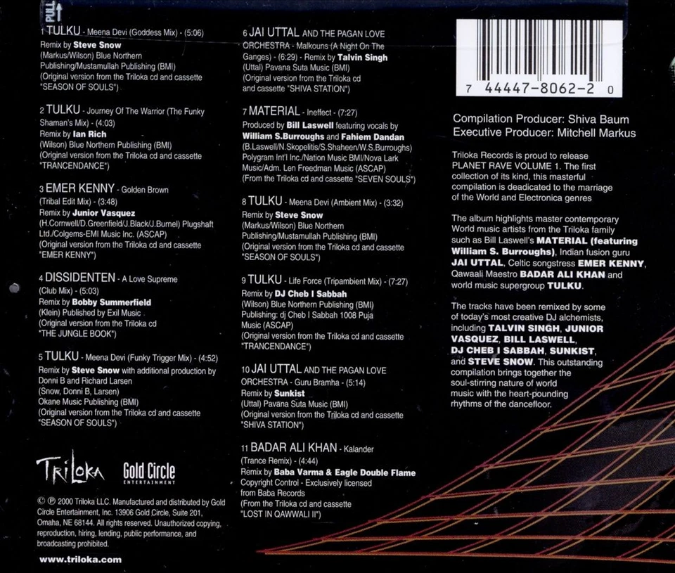 Planet Rave by Various Artists (CD, Mar-2000, Triloka)