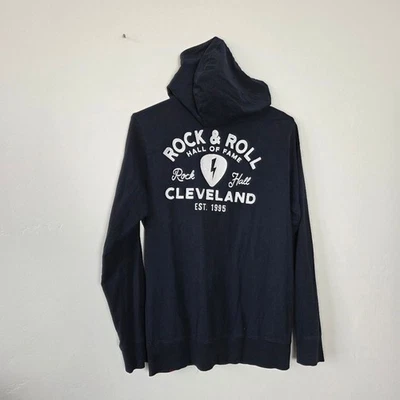 Sportiqe Rock & Roll Hall Of Fame Hoodie Navy Blue Full Zip 100% Cotton Men's XL - Image 1 of 4