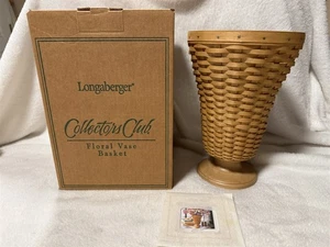 LONGABERGER 2003 COLLECTORS CLUB FLORAL VASE BASKET W/ PLASTIC LINER - Picture 1 of 16
