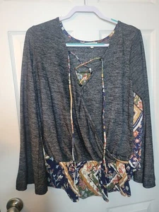 Mystree Small Boho Bohemian High Low Pullover Long Sleeve Feminine - Picture 1 of 8