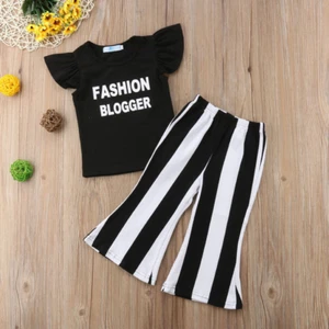 Toddler Baby Girls Pants Outfits Summer T-shirt Tops Trousers Clothes Set - Picture 1 of 12