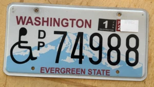 WASHINGTON BEHINDERTEN-BEHINDERTENKENNZEICHEN " DP 74988 " WA ROLLSTUHL - Bild 1 von 1