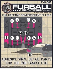 Furball 1/48 F-16 Adhesive Vinyl Airframel Reinforcement Plates for Tamiya Kit - Picture 1 of 1