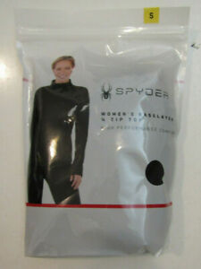 NWT Womens SPYDER Active Black Base Layer 1/4 Zip Top Jacket Size Small S