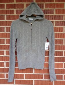 Vince  Small 100% Cashmere Long Sleeve Hooded Zip Up Sweater Jacket $240