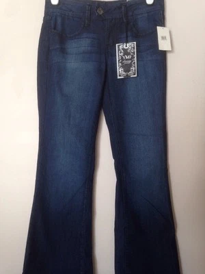NWT YMI WOMEN DARK WASH DRESSY JEANS SZ 27 L33 WIDE LEG - Image 1 of 4