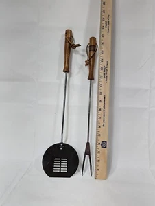 VINTAGE 18" ANDROCK CANADA STAINLESS STEEL BBQ GRILL FORK AND SPATULA - Picture 1 of 12