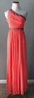BCBG Max Azria One Shoulder Pink Coral Daniele Dress / Full Length Gown - Size 0