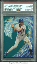 1997 Fleer Flair Showcase Vladimir Guerrero WAVE OF THE FUTURE RC, PSA 10 POP 28