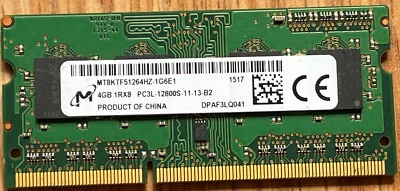 Micron 4GB 1Rx8 PC3L-12800S-11-13-B2 MT8KTF51264HZ-1G6E1. Condition New - Image 1 of 2