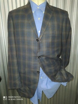 42R Vintage 50s 60s Sears brown blue Tartan Plaid Wool Blazer Spport Coat Jacket - Image 1 of 4