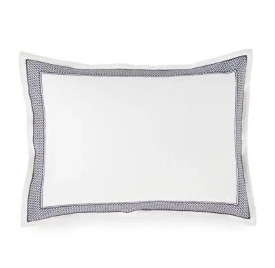 NWT $215 Ralph Lauren WHITBY Embroidered Blue White Linen Pillow 15" x 20" - Image 1 of 3