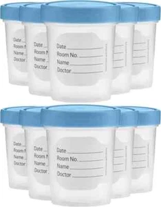 Specimen Cups with Leak Proof on Lids 4oz Clear Non-Sterile Urine Sample jar 10 - Picture 1 of 10