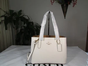 NWT Coach Double Face Leather Mini Avenue Carryall 73277 Chalk Light Saddle - Picture 1 of 8