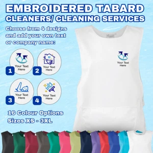 Individuell personalisierte TABARD Arbeitskleidung bestickt Firma TEXT Reinigungsschürze - Bild 1 von 21