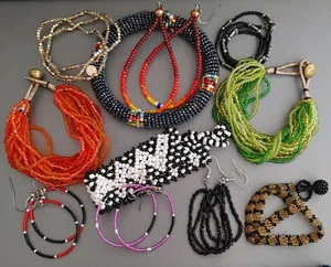 Lot of 11 SEAD BEAD Jewelry Bracelets Earrings Anklet Necklace  Ethnic Handmade - Picture 1 of 7