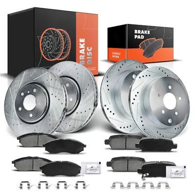 Rotores perforados y pastillas de freno de cerámica para INFINITI FX35 FX37 QX70 FX45 delantero y trasero Foto 1 de 4