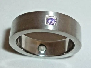 RING EDELSTAHL Powerwell MAGNETSCHMUCK  mit STEINCHEN Flieder GR 16 17 18 19 20  - Bild 1 von 2