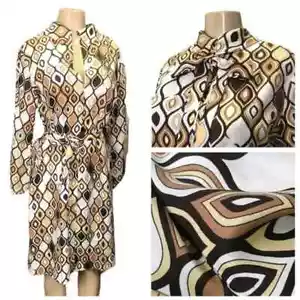 Vestido Hobnober Vintage Años 60 Estampado Retro Hecho a Mano - Imagen 1 de 9