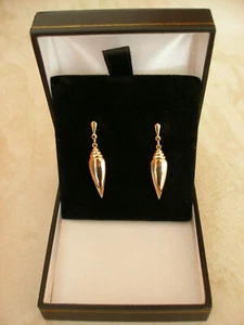 PAIR OF 9 CARAT YELLOW GOLD FANCY DROP EARRINGS MADE IN UK BRAND NEW IN BOX - Picture 1 of 4